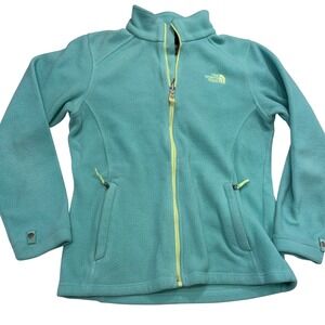 The‎ North Face Girls XL 18 Teal Fleece Jacket Full Zip Pockets Embroidered Logo